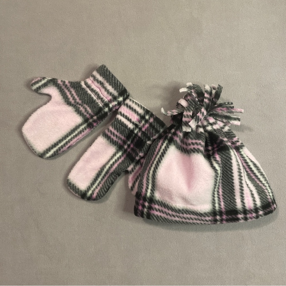 Cozy Handmade Fleece Mitten and Hat Set